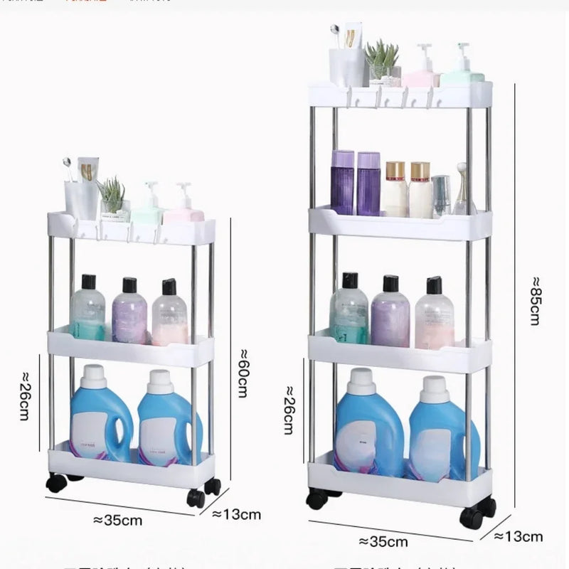 Chariot Étroit Salle de Bain à Roulettes 3 ou 4 Niveaux