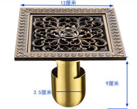 Bonde de Douche Carrée Laiton Vieilli Motifs Ciselés 12 cm