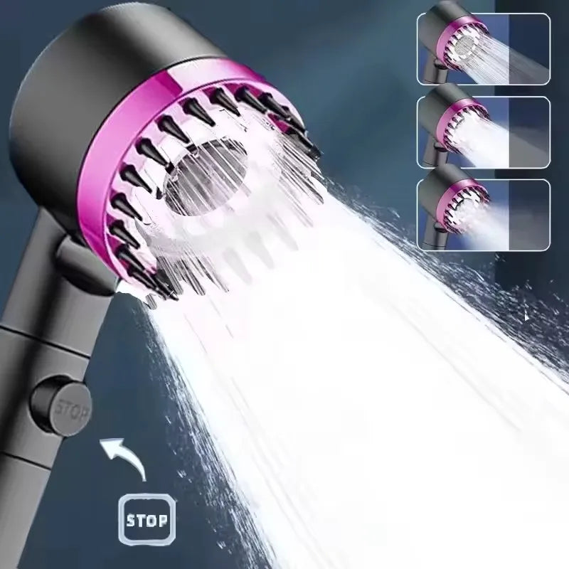 Pommeau de Douche Filtrant Massant 3 Modes, Gris ou Noir, avec Cartouches