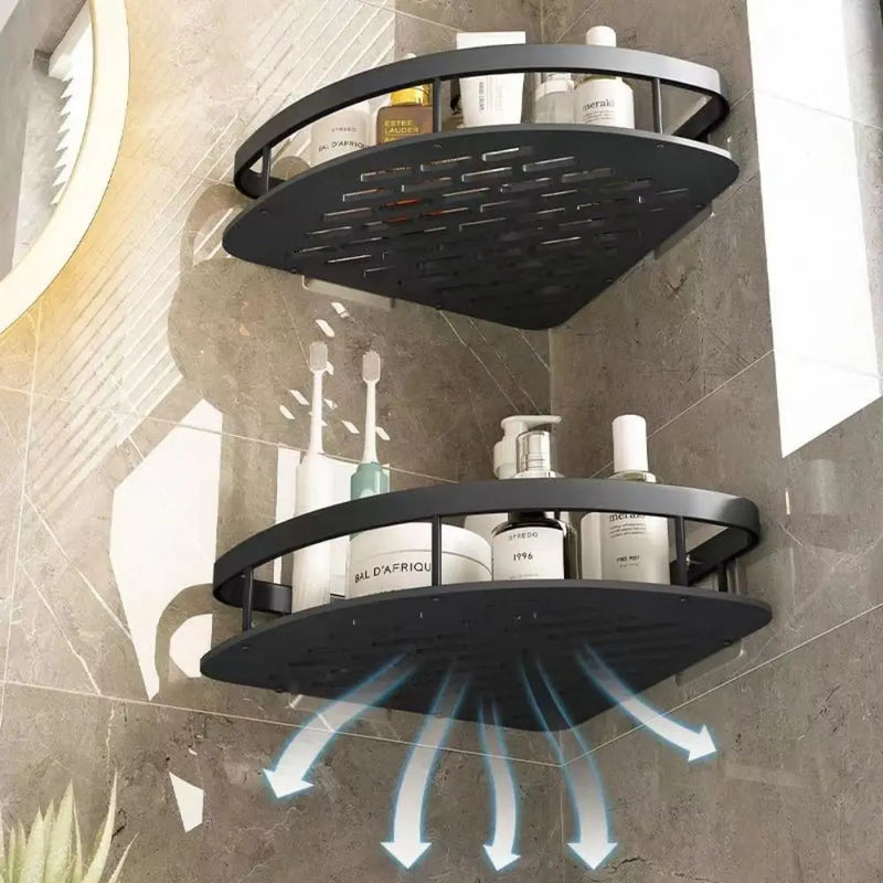 Étagère de Douche d'Angle Sans Perçage, Noir ou Argent
