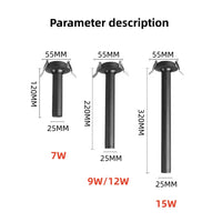 Spot LED Encastrable Tube Long Orientable, Noir ou Blanc, 7 à 15 W