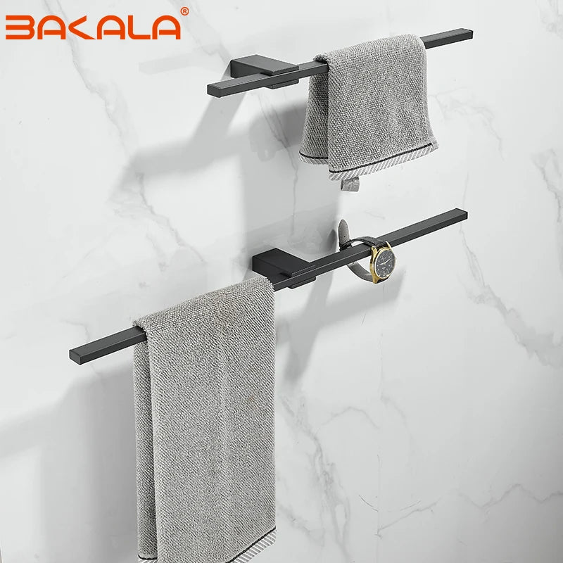 Porte-Serviette Mural Barre Plate Inox 304, 3 Finitions, 30 à 60 cm