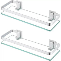 Étagère Salle de Bain Verre Trempé et Aluminium, 28,5 à 48,5 cm