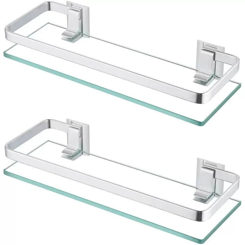 Étagère Salle de Bain Verre Trempé et Aluminium, 28,5 à 48,5 cm