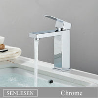 Mitigeur Lavabo Design Carré, Bas et Haut, 5 Finitions