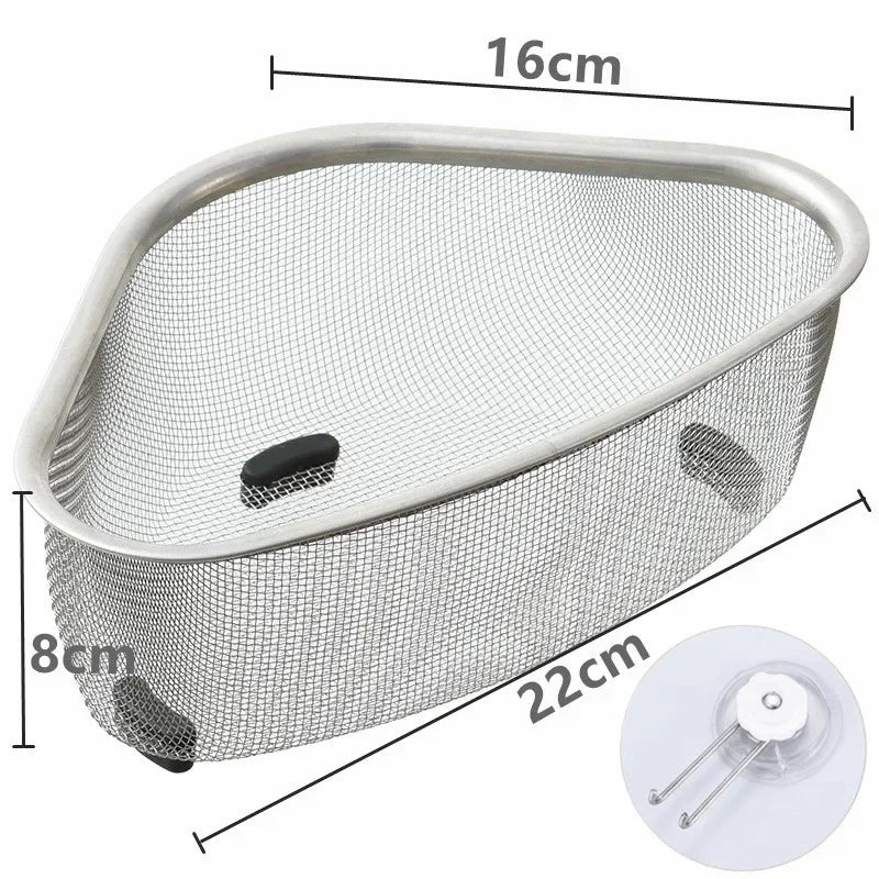 Panier Évier Cuisine Triangulaire en Inox, Passoire d'Angle 22 cm