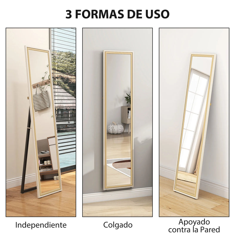 Miroir sur Pied Pleine Longueur Cadre Bicolore 157 cm