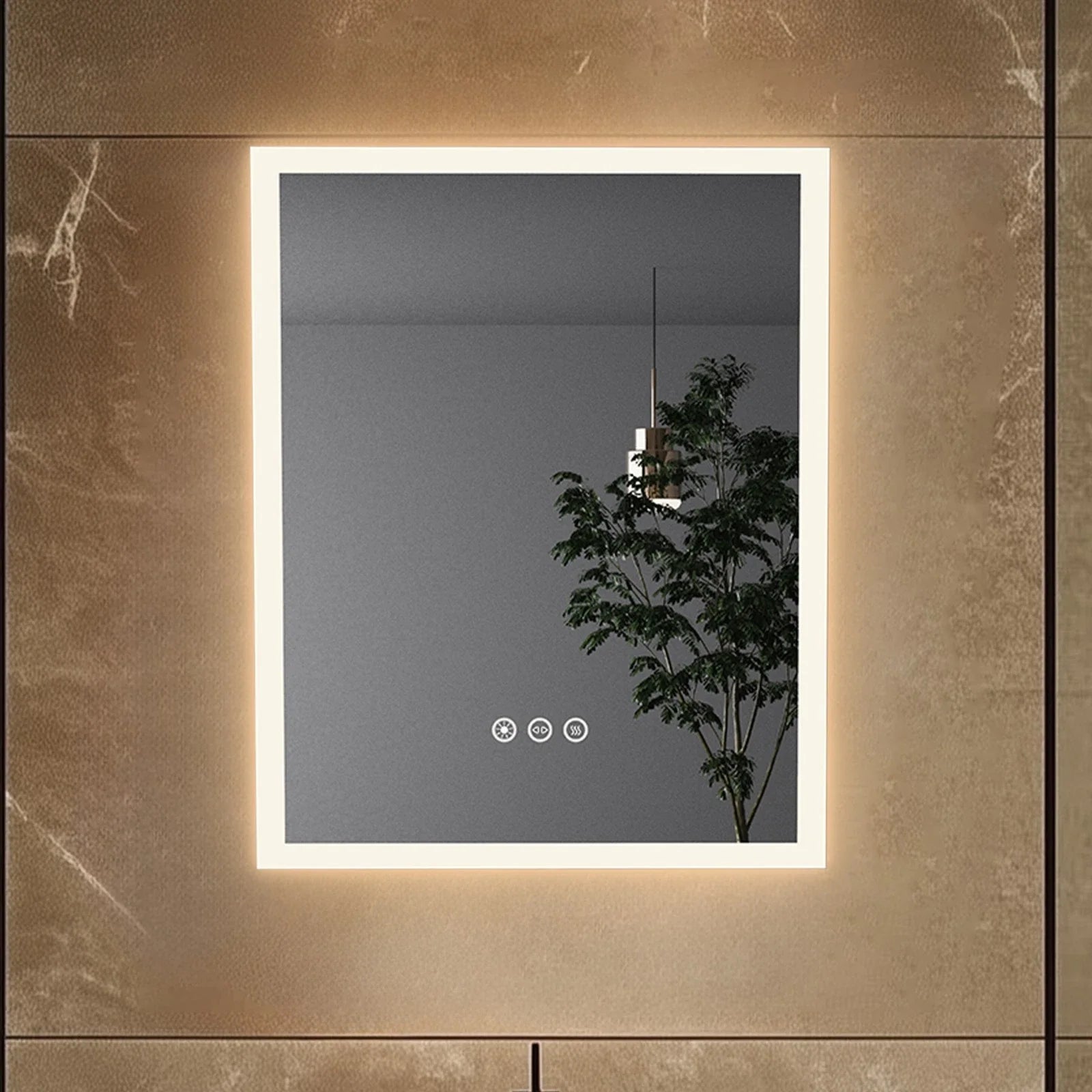 Miroir LED Salle de Bain Rectangulaire Aluminium 40x50 cm