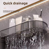 Étagère de Lavabo Murale à Ventouse Sans Perçage, Transparent ou Gris, 41 cm