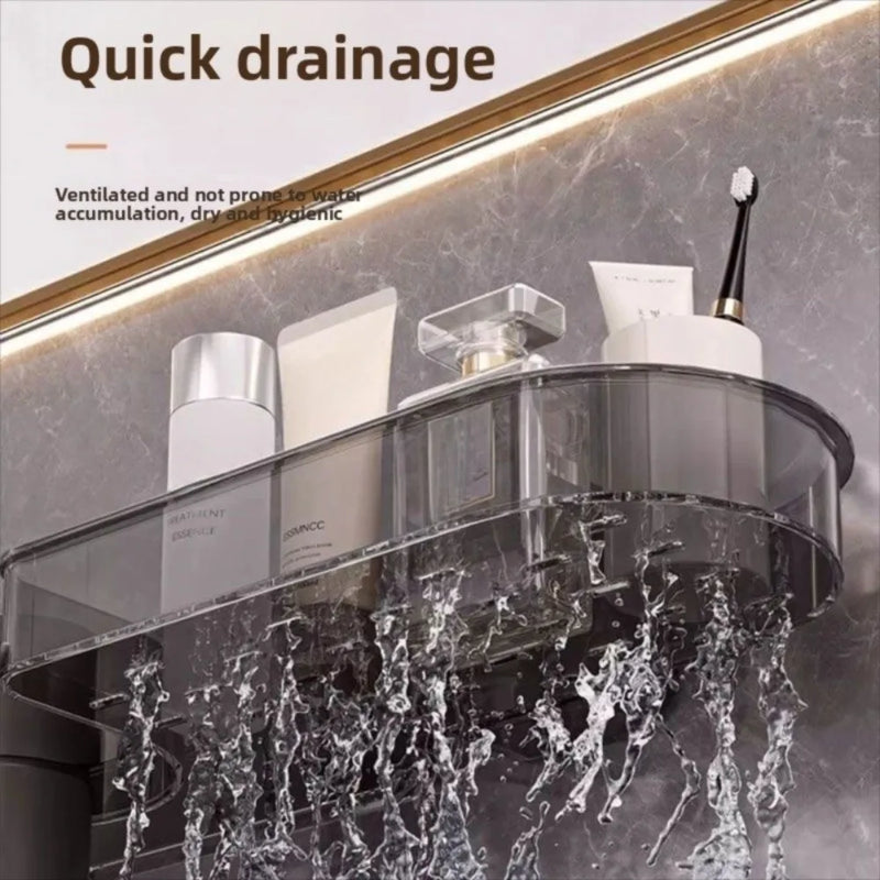 Étagère de Lavabo Murale à Ventouse Sans Perçage, Transparent ou Gris, 41 cm