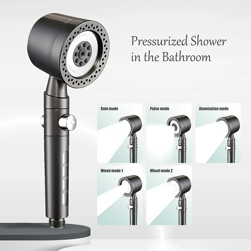 Pommeau de Douche 5 Modes Filtrant Panneau Inox