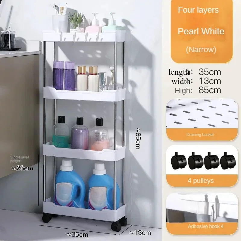 Chariot Étroit Salle de Bain à Roulettes 3 ou 4 Niveaux