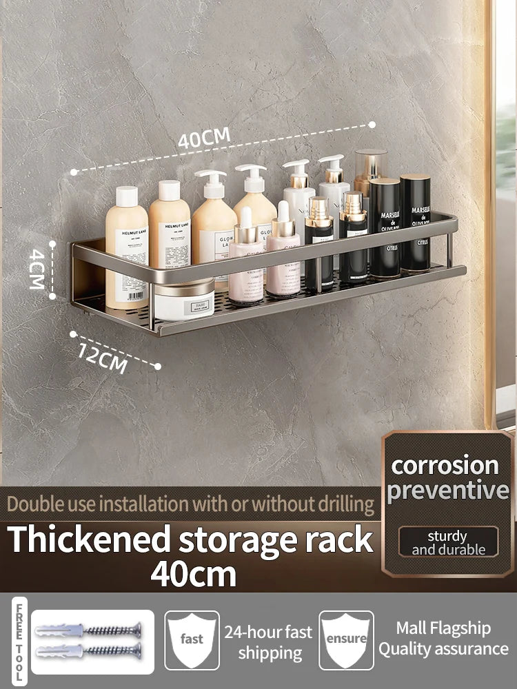 Étagère de Douche Murale Aluminium Avec ou Sans Perçage 30 à 60 cm