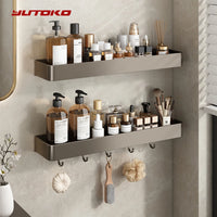 Étagère Salle de Bain Murale Aluminium Noir ou Gris, 30 ou 40 cm