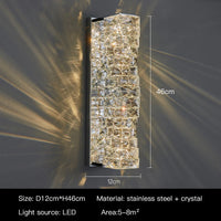Applique Murale LED Cristal Doré ou Argent, 3 Teintes, 26 ou 46 cm