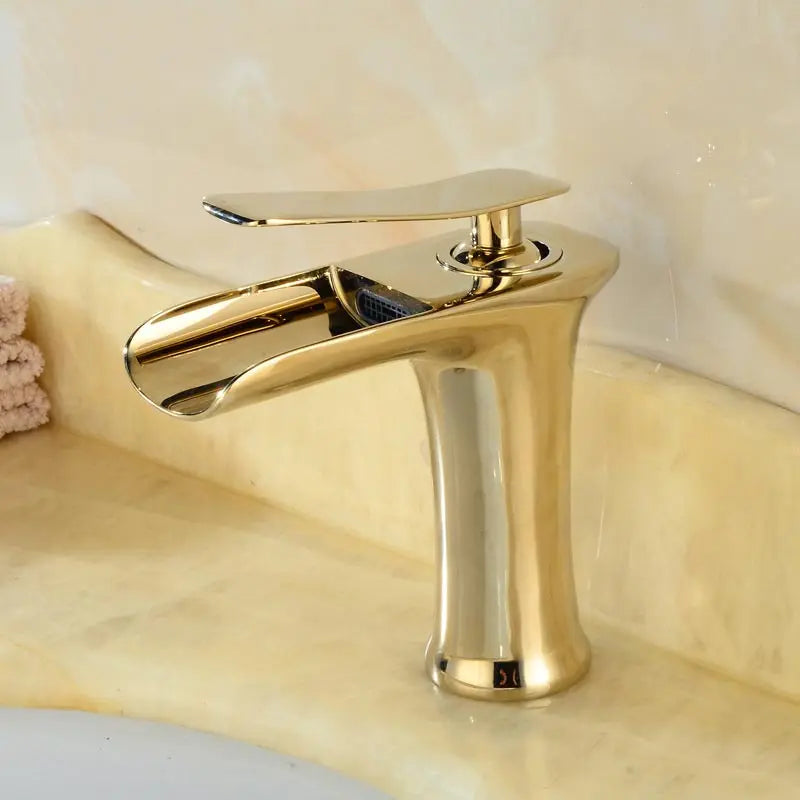 Mitigeur Lavabo Cascade Laiton, 9 Finitions, Bas ou Haut