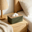 Boîte à Mouchoirs Rectangulaire à Couvercle en Bois, Blanche ou Vert Kaki