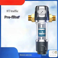 Préfiltre d'Eau Central à Grattoir Rotatif, Manomètre, Inox 316L, 40 Microns