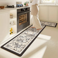 Tapis de Cuisine Vintage à Motif Floral Antidérapant, Lot de 2 ou à la Pièce