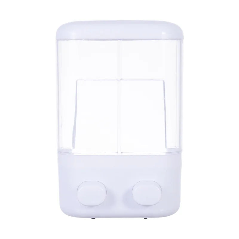 Distributeur de Savon Mural à Bouton Poussoir Blanc, 1 ou 2 Réservoirs