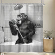Rideau de Douche Chimpanzé Chantant Noir et Blanc 90 à 240 cm