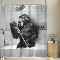 Rideau de Douche Chimpanzé Chantant Noir et Blanc 90 à 240 cm