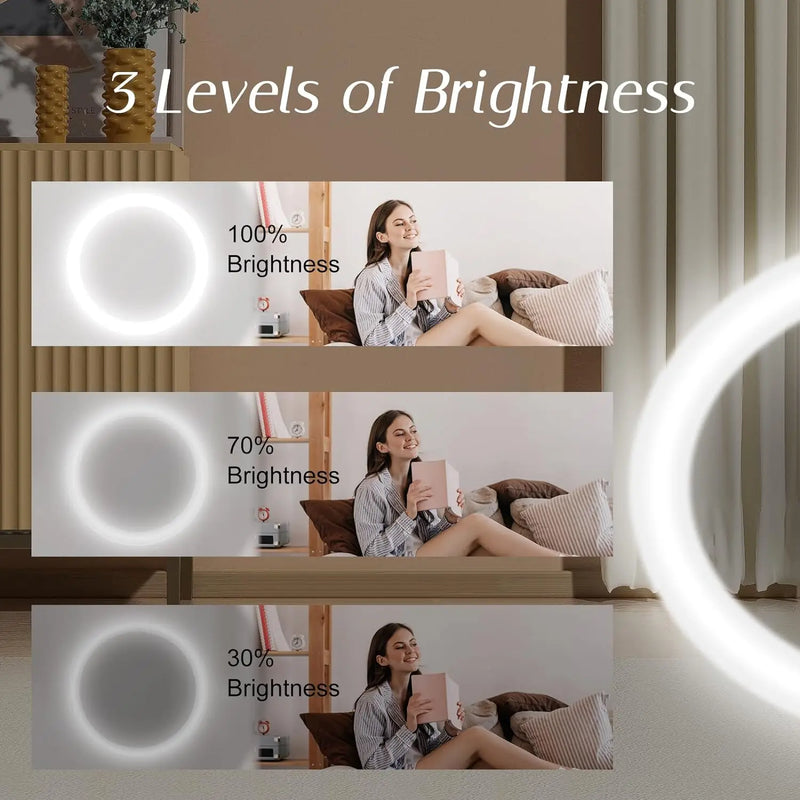 Miroir de Poche LED Rond Pliant Grossissant 2x, Blanc ou Rose