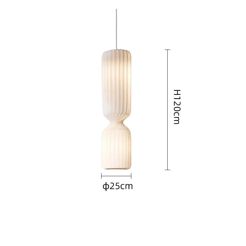 Suspension Cuisine ou Lampadaire Plissé Blanc en Tissu, 60 à 160 cm