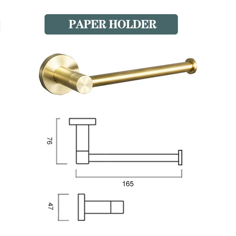 Accessoires Salle de Bain Doré Brossé Inox à la Pièce, 15 Articles