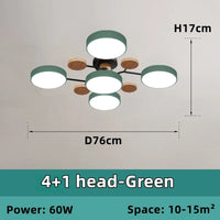 Plafonnier LED Nordique Bois, 1 à 7 Têtes, 4 Coloris