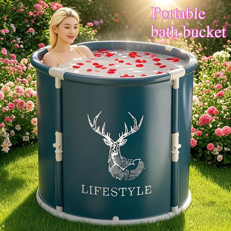 Baignoire Pliable Adulte Ronde 70 x 65 cm, Motif Cerf ou Licorne