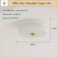 Plafonnier Cuisine en Verre Laiteux Rétro, Blanc ou Crème, Ø 32 ou 40 cm