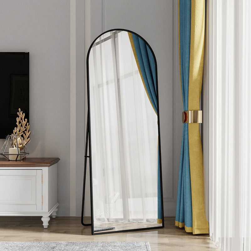 Miroir sur Pied XXL Noir ou Doré Verre Trempé