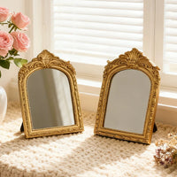 Miroir de Table Doré en Arche Sculptée, Style Vintage, 3 Formats