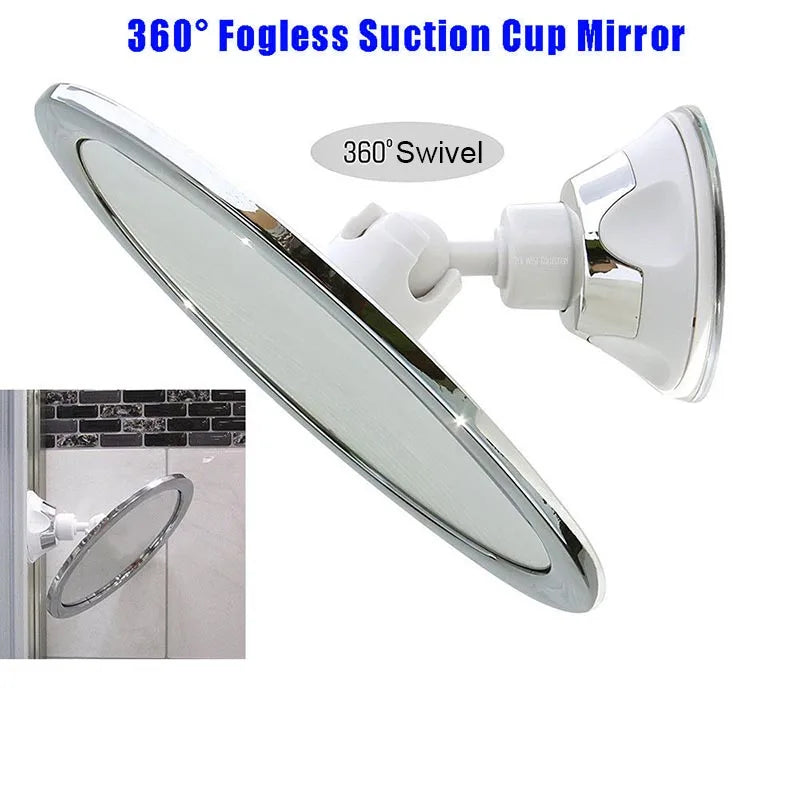 Miroir Salle de Bain Anti-Buée Ventouse Rond Rotatif 360° 17,3 cm