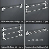 Porte-Serviette Télescopique Mural Inox Poli 45 à 75 cm
