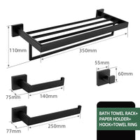 Accessoires Salle de Bain Noir Mat à la Pièce, 21 Articles