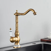 Mitigeur Cuisine Rétro Laiton Antique Pivotant