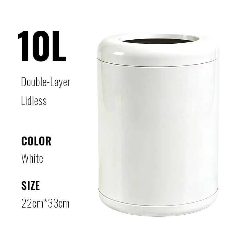 Poubelle de Salle de Bain Luxe Inox Double Couche 8 ou 10 Litres