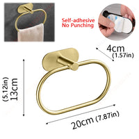 Accessoires Salle de Bain Adhésifs Sans Perçage Noir, Doré ou Argent à la Pièce, 24 Articles