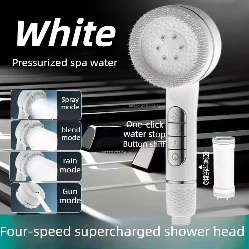 Pommeau de Douche Multifonction 4 Modes avec Filtre