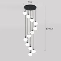 Suspension Cuisine Spirale Globes Blancs, Escalier ou Îlot, 3 à 25 Têtes