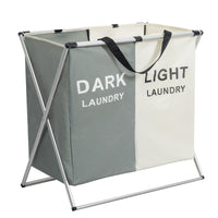 Panier à Linge Pliable 1 à 3 Compartiments, Cadre en X, Noir ou Gris