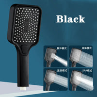 Pommeau de Douche Carré Haute Pression 4 Modes Noir