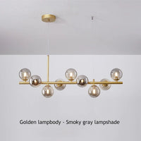 Suspension Cuisine Îlot Globes Verre, 7 à 11 Têtes, Lumière 3 Teintes