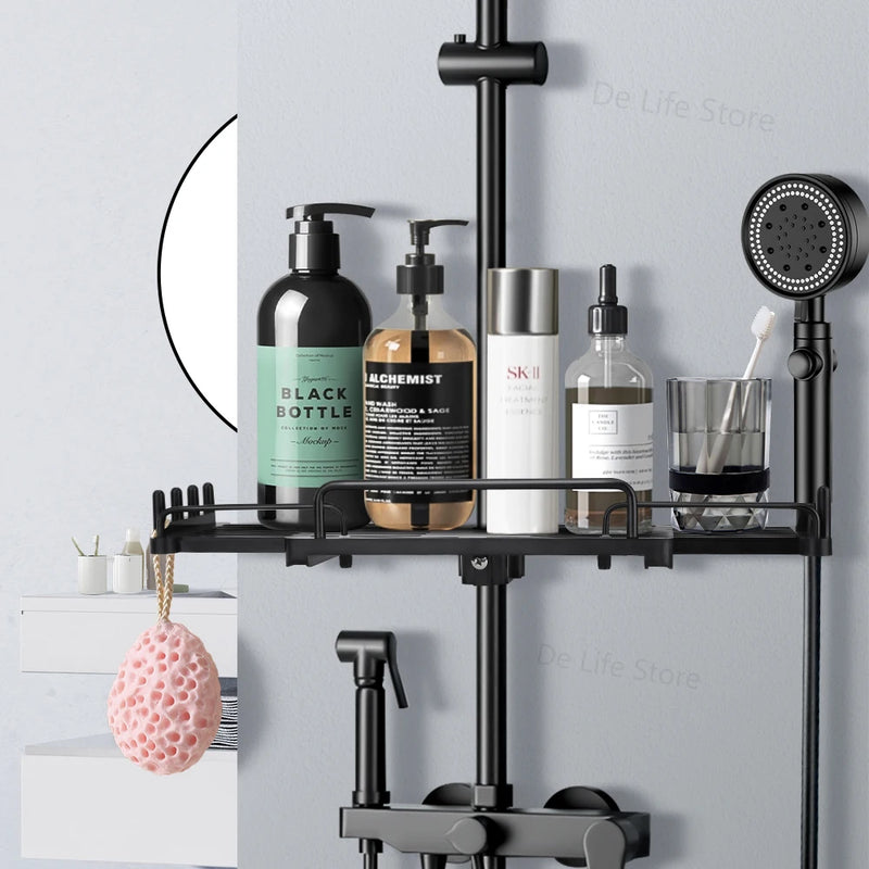 Étagère de Douche Extensible Sans Perçage pour Barre de Douche