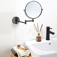Miroir Grossissant Mural Noir Double Face Bras Extensible 20 cm