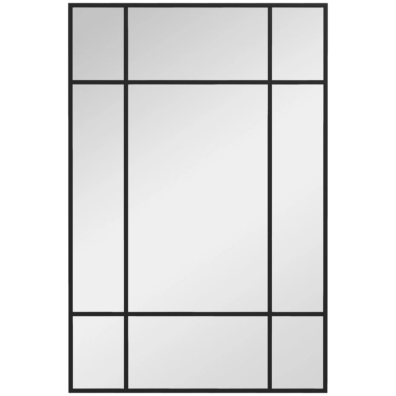 Miroir Mural Rectangulaire Style Verrière Noir ou Doré 90 x 60 cm