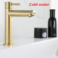 Robinet de Lave-Main Eau Froide Doré Brossé Inox 304