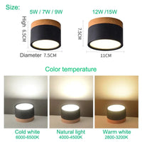 Spot LED en Saillie Effet Bois, 7 Coloris, 5 à 18 W, Ø 7,5 ou 11 cm